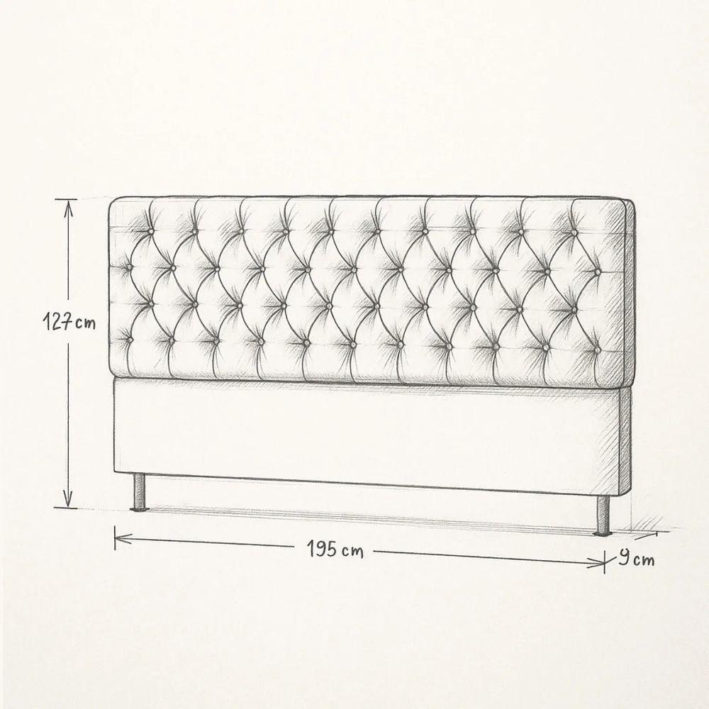 Cabeceira Cama Box Casal King Size 195cm Valentina Estofada Bege - 5