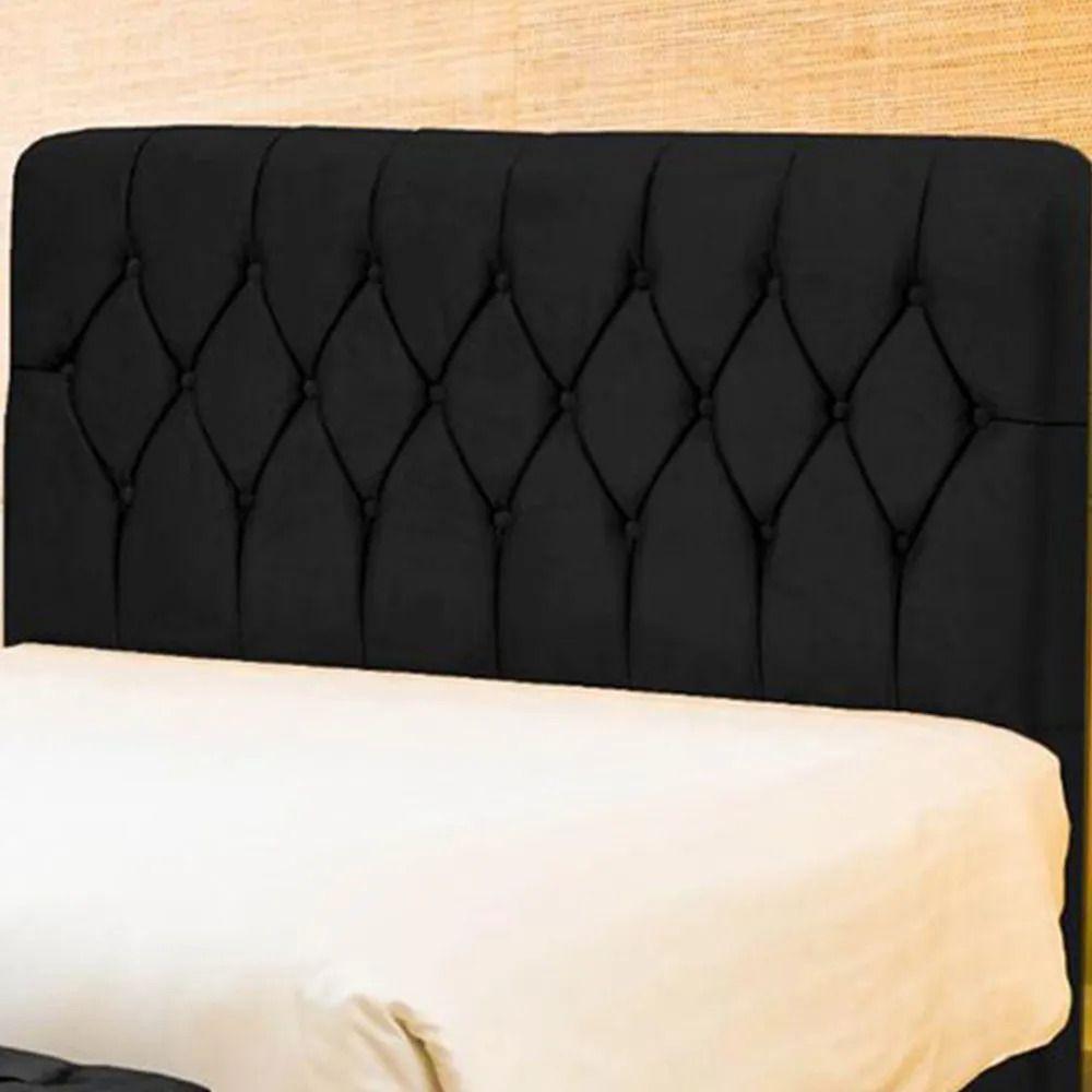 Cabeceira Cama Box Casal King Size 195cm Eloá Estofada Suede Premium Preto - 2