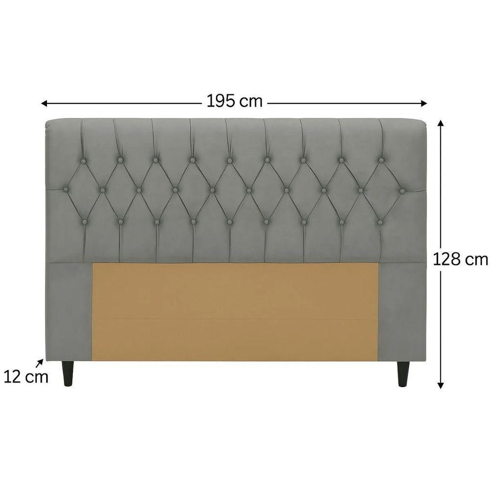 Cabeceira Cama Box Casal King Size 195cm Eloá Estofada Suede Premium Preto - 5