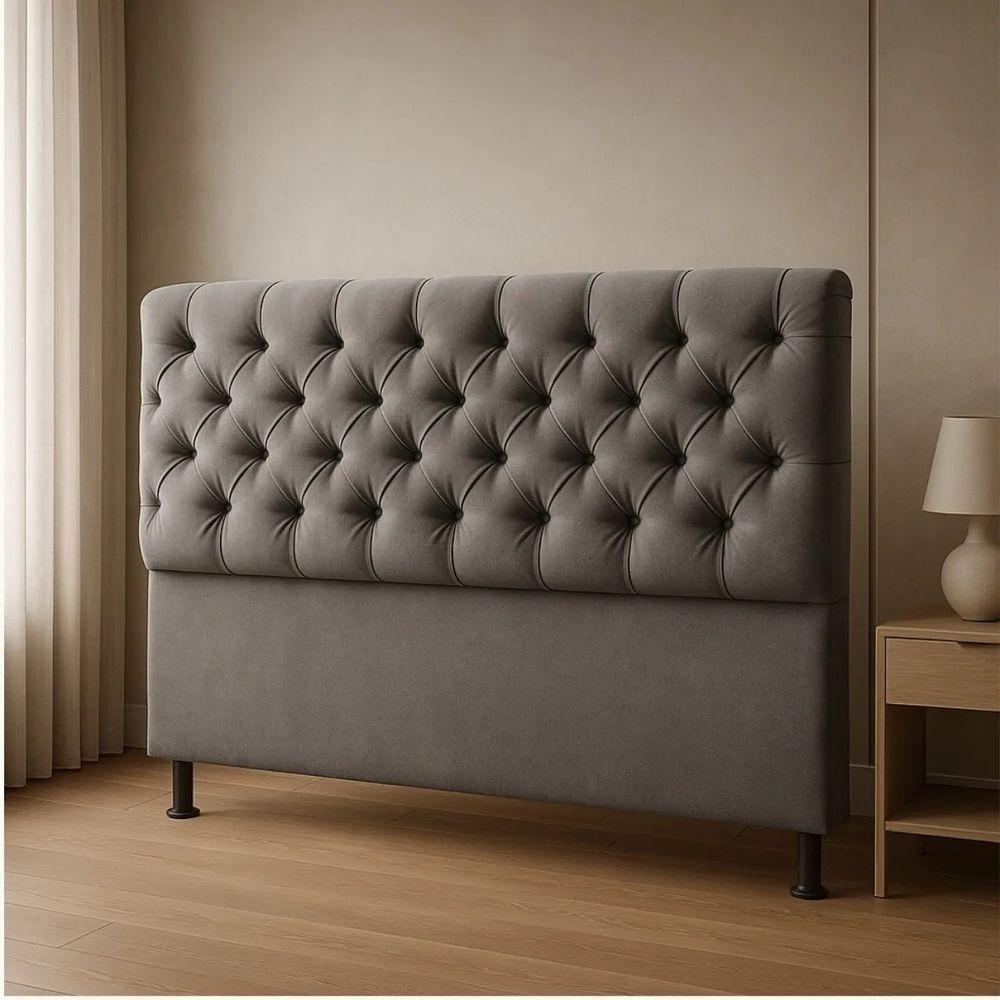 Cabeceira Cama Box Casal 140cm Valentina Estofada Cinza - 2