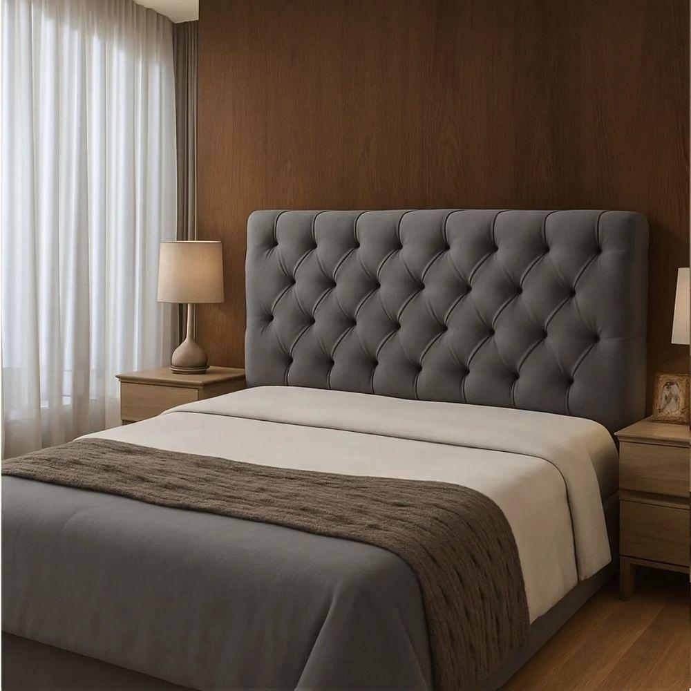 Cabeceira Cama Box Casal 140cm Valentina Estofada Cinza - 3