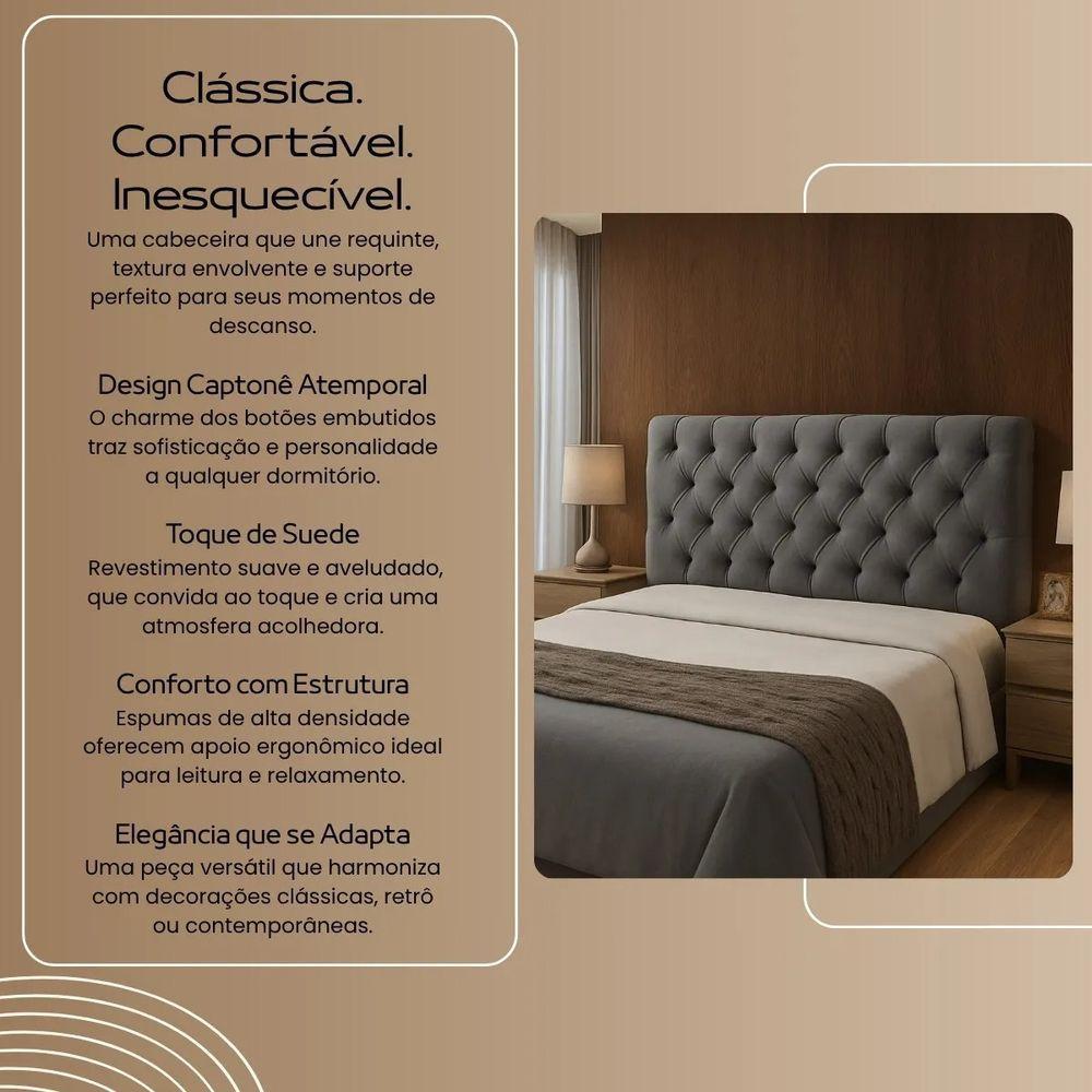 Cabeceira Cama Box Casal 140cm Valentina Estofada Cinza - 4