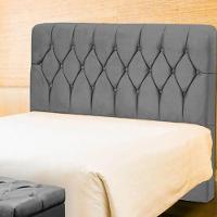 Cabeceira Cama Box Casal King Size 190cm Eloá Estofada Premium Cinza - 2