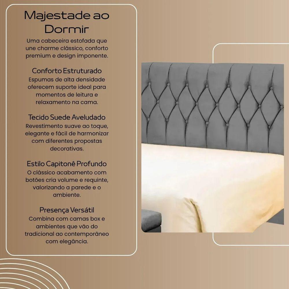 Cabeceira Cama Box Casal 140cm Eloá Estofada Suede Veludo Premium Bege - 3