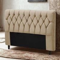 Cabeceira Cama Box Casal 140cm Eloá Estofada Suede Veludo Premium Bege - 2