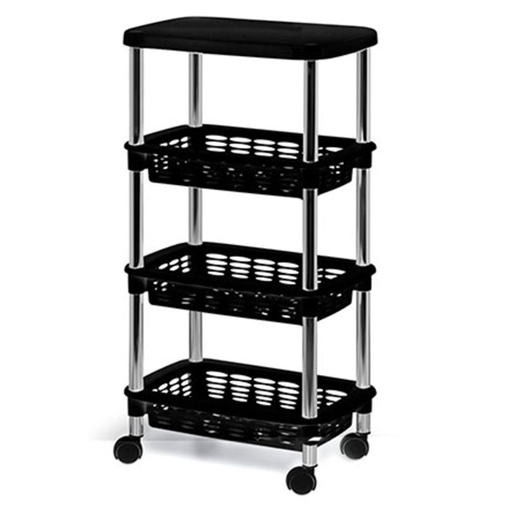 Kit 3 Fruteiras Para Cozinha Móvel Com 3 Prateleiras Alice Preto - 2