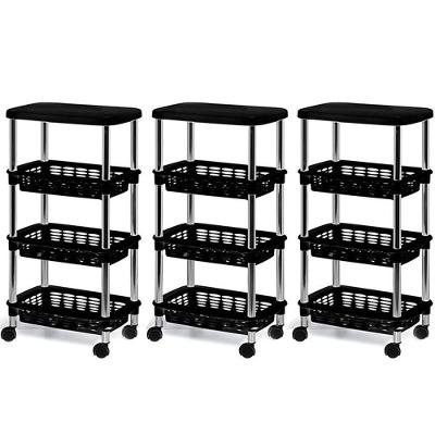 Kit 3 Fruteiras Para Cozinha Móvel Com 3 Prateleiras Alice Preto
