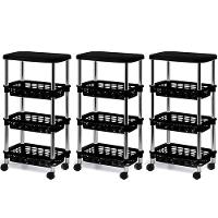 Kit 3 Fruteiras Para Cozinha Móvel Com 3 Prateleiras Alice Preto - 1