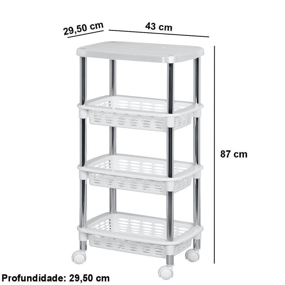 Kit 3 Fruteiras Para Cozinha Móvel Com 3 Prateleiras Alice Branco - 3