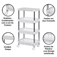 Kit 3 Fruteiras Para Cozinha Móvel Com 3 Prateleiras Alice Branco