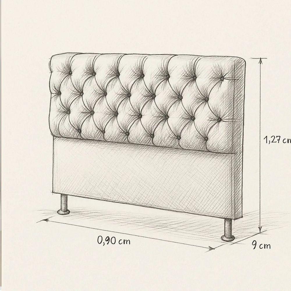 Cabeceira Cama Box Solteiro 90cm Valentina Estofada Marrom - 5