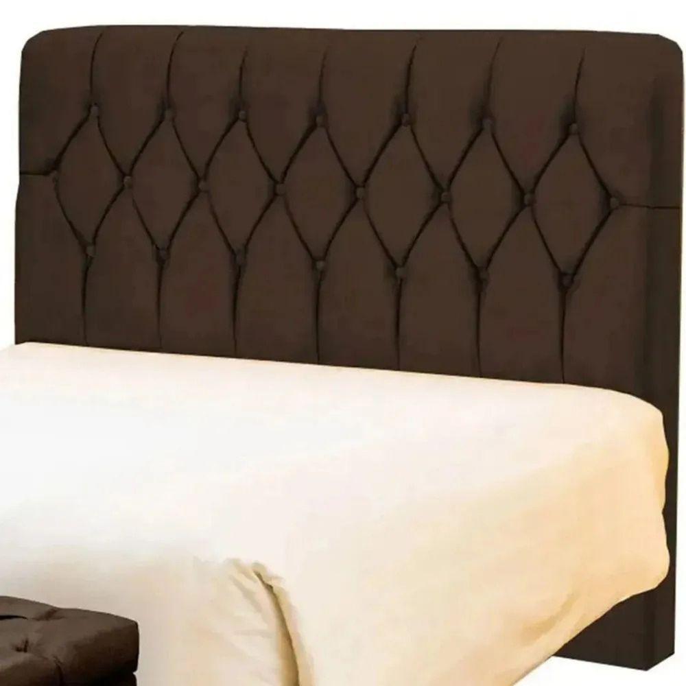 Cabeceira Cama Box Solteiro 90cm Eloá Estofada Suede Marrom - 2