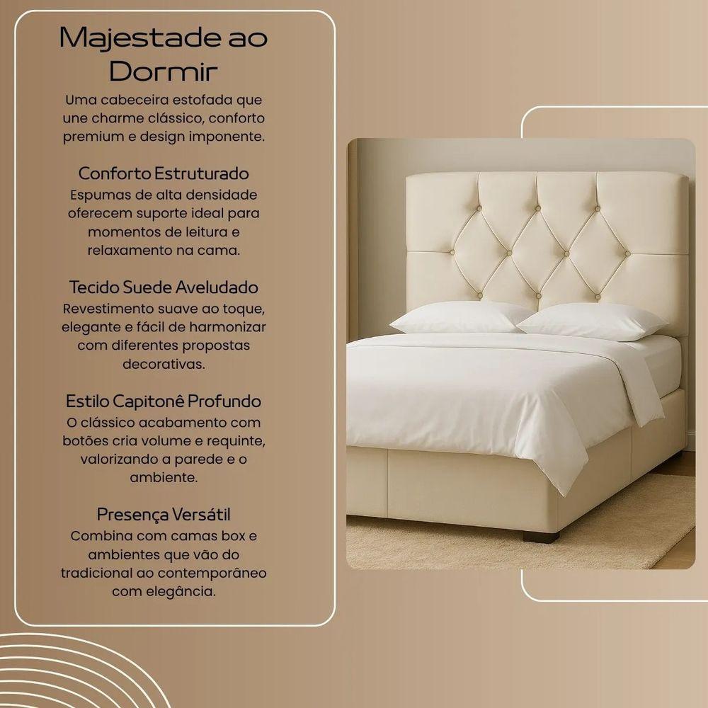 Cabeceira Cama Box Solteiro 90cm Eloá Estofada Suede Bege - 4