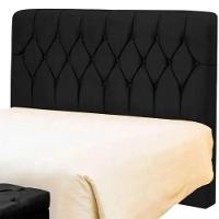 Cabeceira Cama Box Solteiro 90cm Eloá Estofada Suede Preto - 2