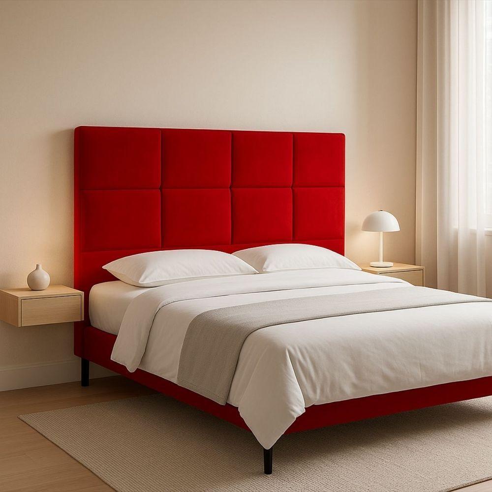 Cabeceira Cama Box Solteiro 90cm Elena Estofada Vermelho - 2