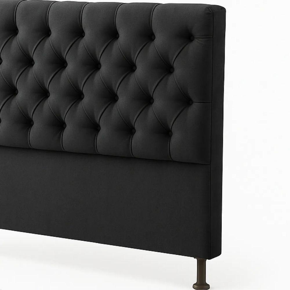 Cabeceira Cama Box Casal Queen Size 160cm Valentina Estofada Preto - 3