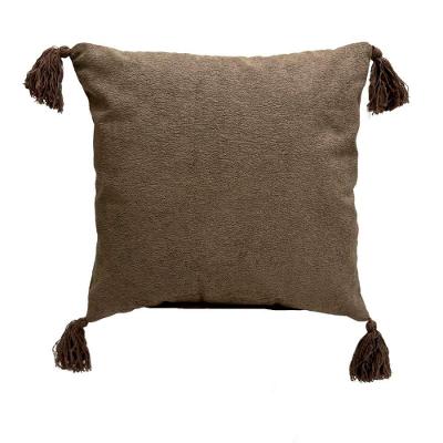 Capa De Almofada Bouclé Com Pingente 43x43cm Marrom