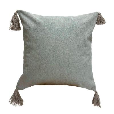 Capa De Almofada Bouclé Com Pingente 43x43cm Prata