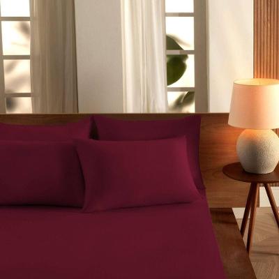 Jogo De Cama Malha Queen Liso Vivaldi 100% Algodão 03 Peças Merlot
