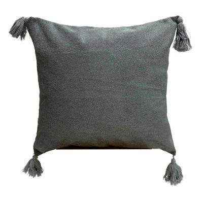 Capa De Almofada Bouclé Com Pingente 43x43cm Cinza