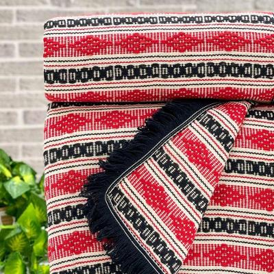 Manta Diamante Super King 100% Algodão 260x250 Listra Vermelho Com Franja Preta