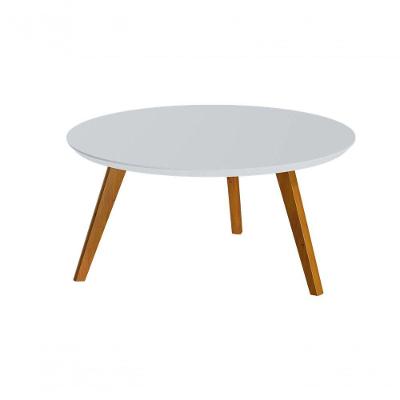 Mesa De Centro Classic Redonda Branco Acetinado - Imcal Móveis