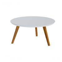 Mesa De Centro Classic Redonda Branco Acetinado - Imcal Móveis - 1