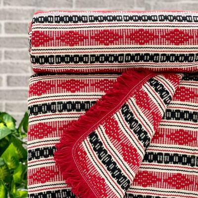 Manta Diamante Super King 100% Algodão 260x250 Listra Vermelho Com Franja Vermelha