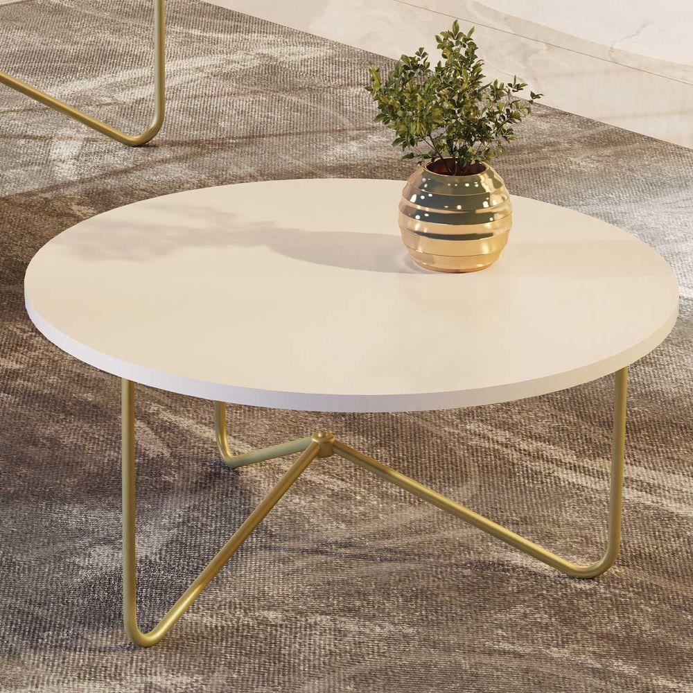 Mesa De Centro Jb 8006 Luxo Pe Dourado - Moveis Jb - 2
