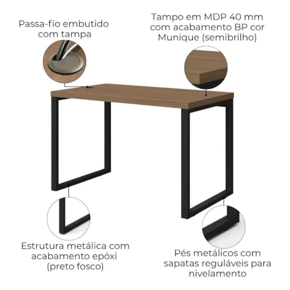 Mesa Escritório Secretária Kappesberg 120cm Frame Munique Carvalho - 3
