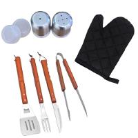 Kit Churrasco Completo Com 8 Peças Utensílios De Inox Com Avental Luva Churrasco Corte Perfeito