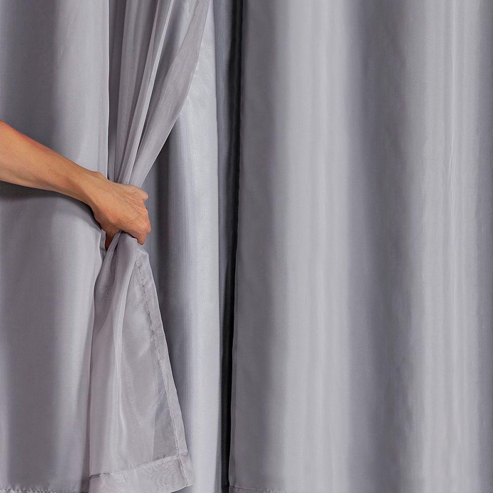 Cortina Blackout Voil Liso 2,80m X 1,80m Voil 100% Poliéster/forro 100% Pvc - Cinza - 1