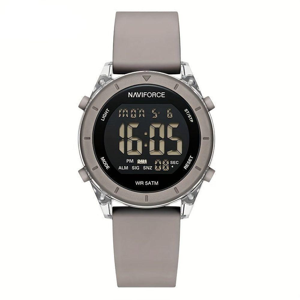 Relógio De Pulso Digital Feminino Lcd Tela Pulseira De Silicone 3atm Cinza - 1
