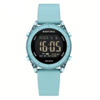 Relógio De Pulso Digital Feminino Lcd Tela Pulseira De Silicone 3atm Azul Celeste - 1