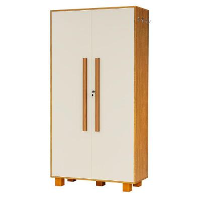 Armário Multiuso 100% Mdf 2 Portas C/ Chave Londres Naturale/off White