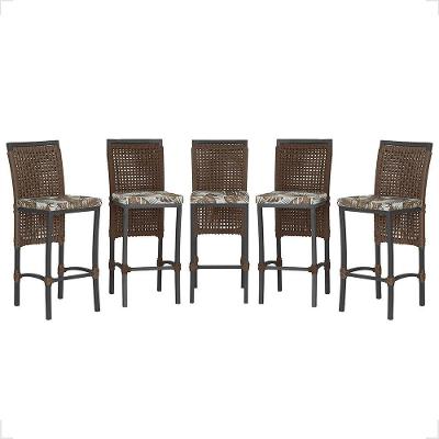 5 Banqueta Em Alumínio Roma Preta Corda Náutica Tecido 6 Marrom