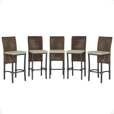 5 Banqueta Em Alumínio Roma Preta Corda Náutica Tecido 7 Marrom