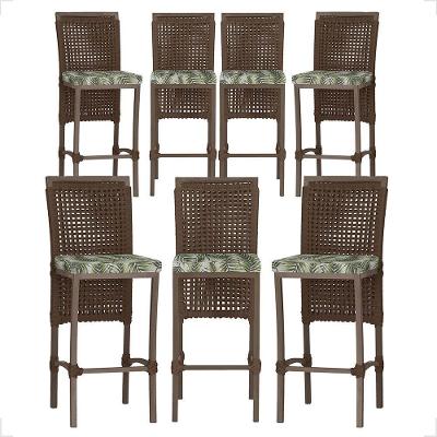 7 Banqueta Em Alumínio Roma Marrom Corda Náutica Tecido 5 Marrom