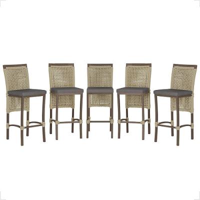 5 Banqueta Em Alumínio Roma Marrom Corda Náutica Tecido 11 Rami