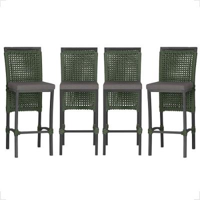 4 Banqueta Em Alumínio Roma Preta Corda Náutica Tecido 11 Verde