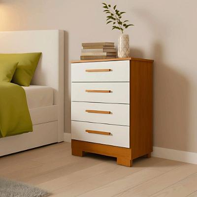 Cômoda 4 Gavetas Carol Com Pés Freijó/off White Batrol Freijo Com Off White