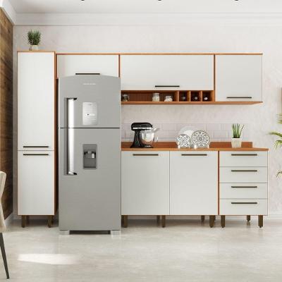 Armário De Cozinha Completa 7 Portas 4 Gavetas Grécia Madeirado/off White