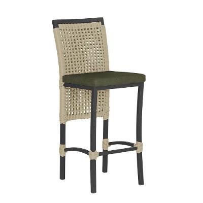 Banqueta Em Alumínio Roma Preta Corda Náutica Tecido 13 Rami