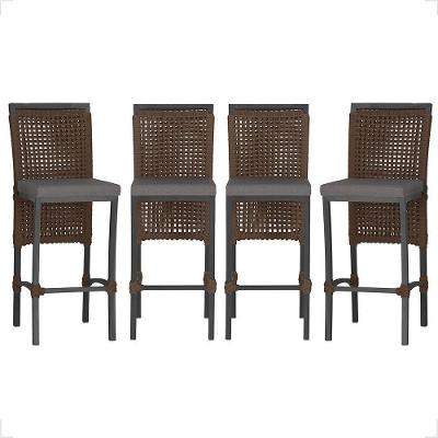 4 Banqueta Em Alumínio Roma Preta Corda Náutica Tecido 11 Marrom