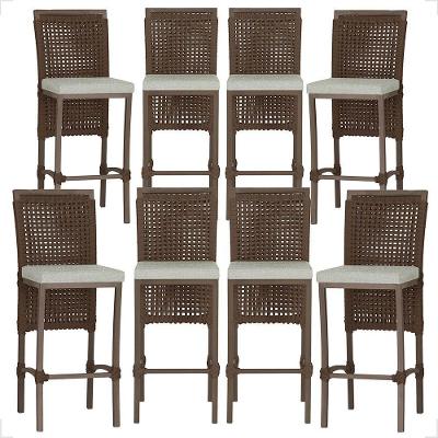 8 Banqueta Em Alumínio Roma Marrom Corda Náutica Tecido 3 Marrom