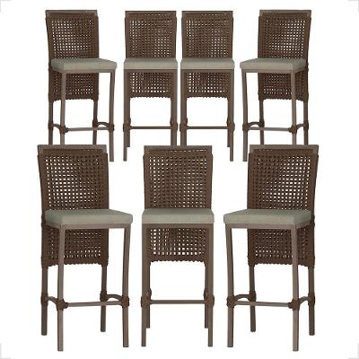 7 Banqueta Em Alumínio Roma Marrom Corda Náutica Tecido 8 Marrom