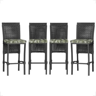 4 Banqueta Em Alumínio Roma Preta Corda Náutica Tecido 5 Preto