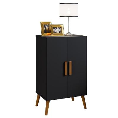 Armário Multiuso Sapateira Pés Retrô 2 Portas Carly Preto