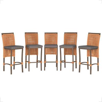 5 Banqueta Em Alumínio Roma Marrom Corda Náutica Tecido 11 Terra Cota