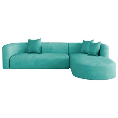 Sofá Modular Celinne Luxuoso Sala De Estar Decoração Luxo 265cm Suede Cor Azul Tiffany